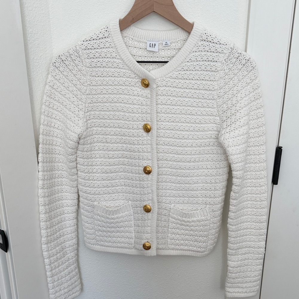 GAP Cream Knit Cardigan with Gold Buttons